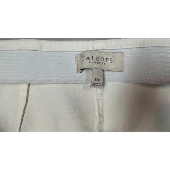 Talbots Petite Women's White Pants Slimming Flat Front Stretch Size 12P New NWT - Picture 7 of 9